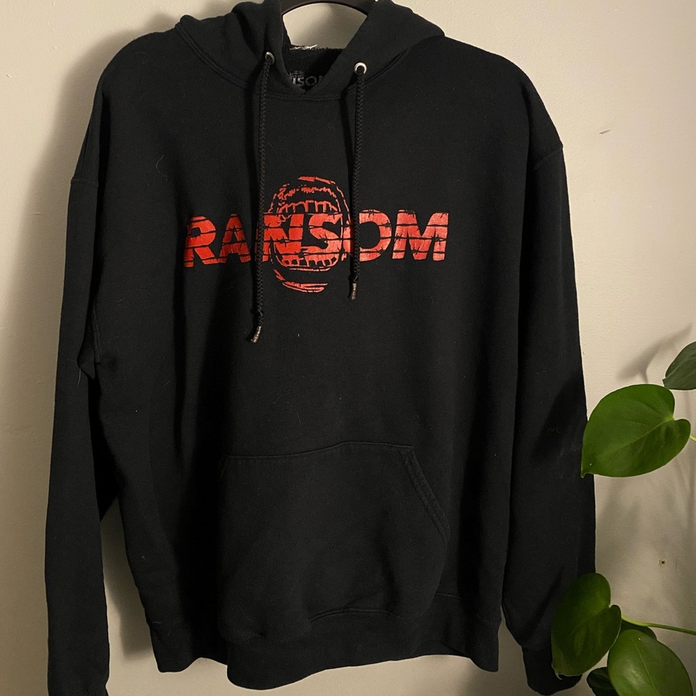 Red and black Ransom hoodie.
